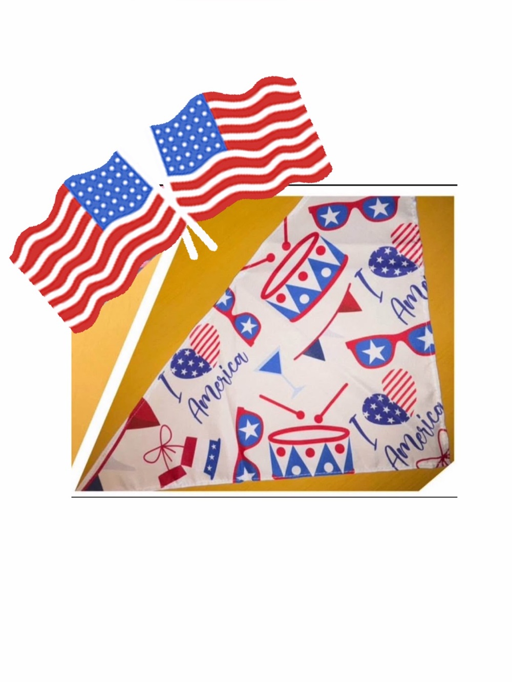 Dog Bandana🇺🇸 •Fourth of July •USA •America 
•$7 each •NEW •25.6” x 17.7”
